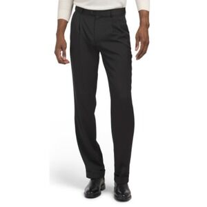 slim fit dress slacks Perry Ellis Mens Black Stretch Luxury Classic Fit Dress Pants 36x32